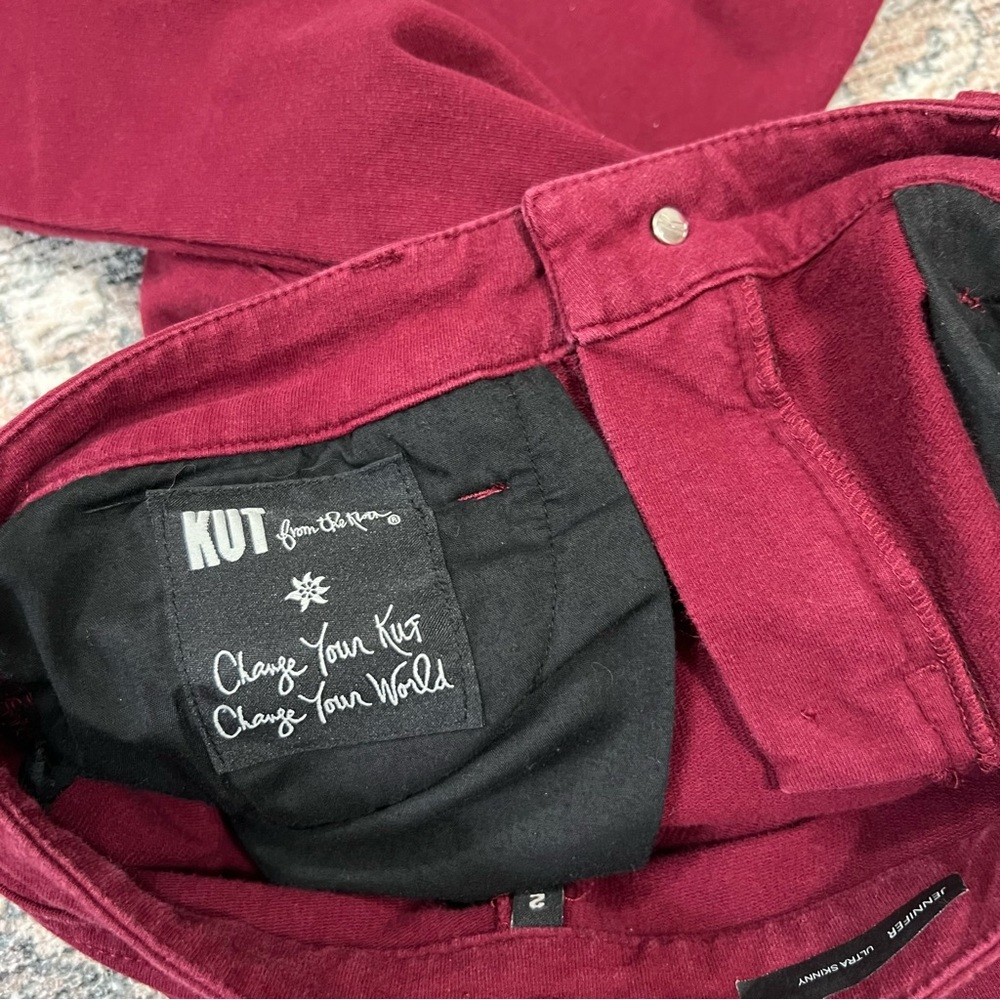 Kut From The Kloth Ultra Skinny Pants Size 2 Red Jennifer - Picture 7 of 15
